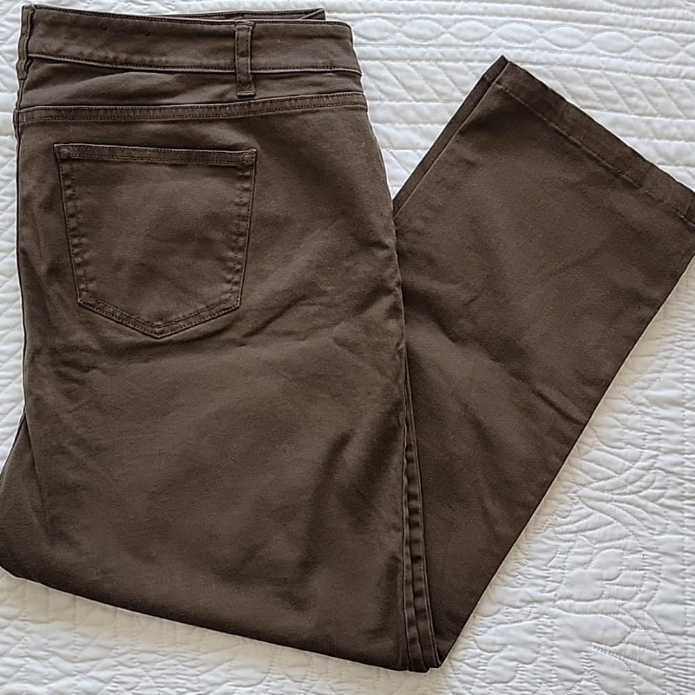 CHAPS Women's Brown Denim Madden Slim Leg  Pants Size 16W